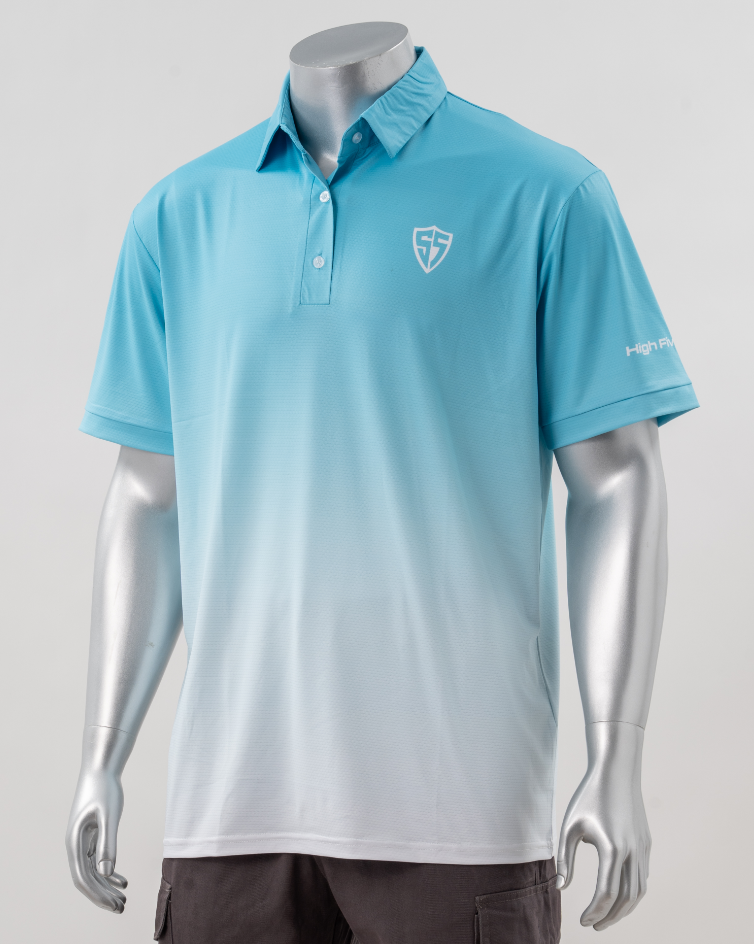 The Ultimate Golf Shirt - Ombre Teal to White